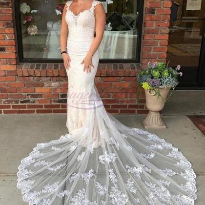 Mermaid Long Wedding Dress With Cathedral Train on Luulla