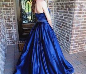 Halter Navy Blue Long Prom Dress Graduation Dress on Luulla