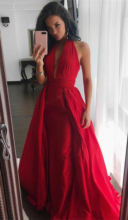 Gorgeous Halter Red Long Prom Dress on Luulla