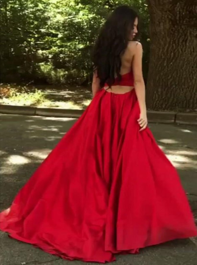 Gorgeous Halter Red Long Prom Dress on Luulla
